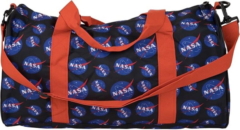New NASA Logo All Over Print Orange/Blue Utility Duffle Bag Travel Luggage